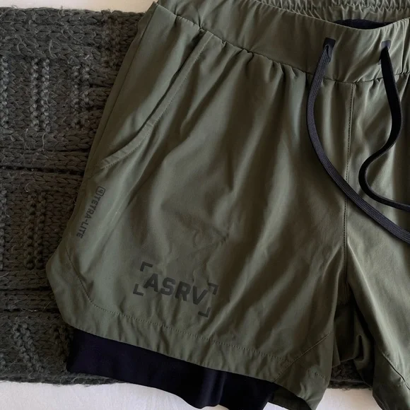 ASRV Men's Dark Green Athletic Shorts - Picture 2 of 9